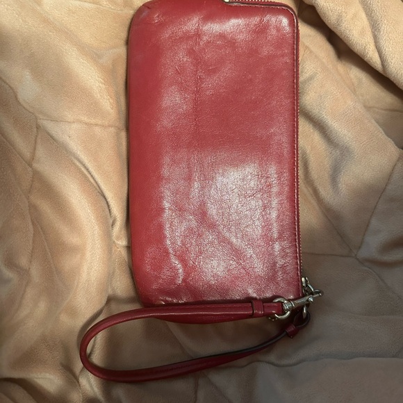Coach Cherry Red Leather Wristlet - Picture 2 of 4